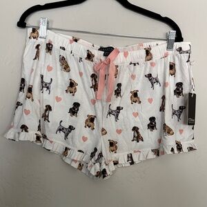 PJ Salvage White Sleep Shorts with Dog and Heart Print